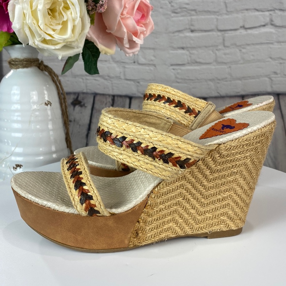 ROCKETDOG Brown/Rust/Tan/Cream Wedges - Picture 4 of 17